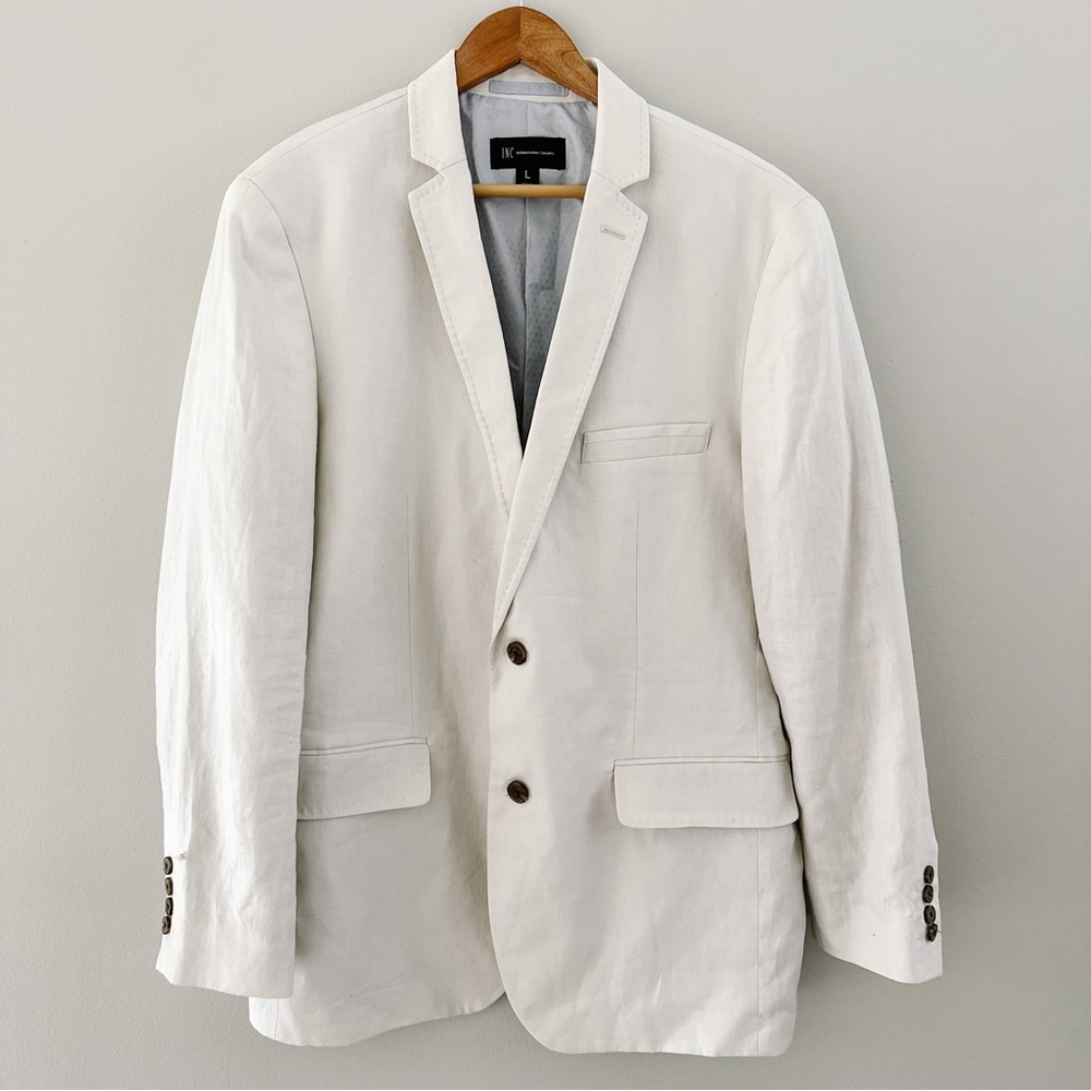 INC Cream Linen Blazer Jacket